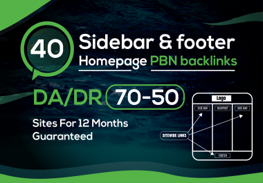 Do 20 Sidebar & Footer Homepage PBN Backlinks DA/DR 70-50 Site for 12 Months Guaranteed