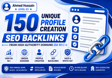 150 Profile Creation SEO Backlinks from High Authority Domains to Boost Website Rank