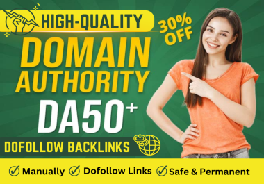 30 High Quality Domain Authority DA50+ Dofollow Backlinks Manually White Hat SEO