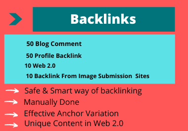 Get High DA PA 50 Blog Comment + 50 Profile Backlink + 10 Web 2.0 + 10 Image Submission Backlink
