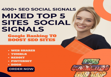 Build REAL SEO 4100+ HQ Mixed Seo Social Signals from Top 5 social media sites