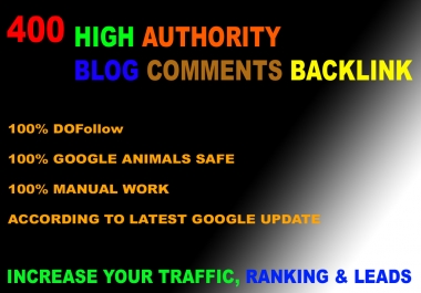 create 400 high DA/PA blog comments backlinks website rank