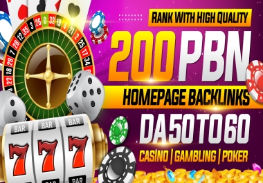 Rank With High Quality 200 PBN Backlinks DA 50 Casino Gambling High DA Website