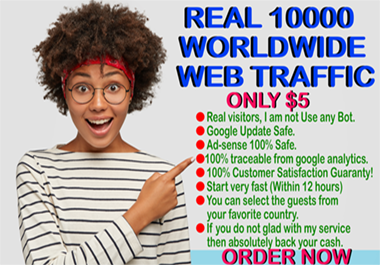 I will drive 10000+ real human seo friendly worldwide web traffic for 30 days