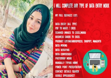 I will complete any type of data entry