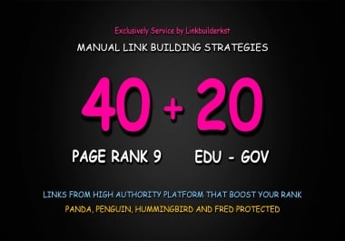 I will do permanent 40 pr9 and 20 edu gov backlinks for you safe