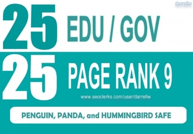 I will do permanent 25 edu gov and 25 USA pr9 backlinks for you