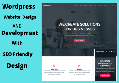I Will build Seo friendly responsive wordpress website design and development with 3 pages 