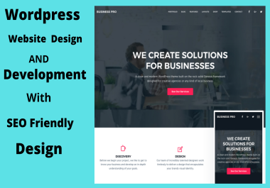 I Will build Seo friendly responsive wordpress website design and development with 3 pages