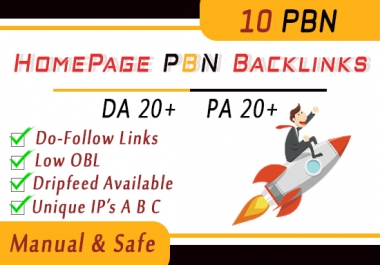 I will do 10 Permanent Homepage PBN backlinks DA PA 20+