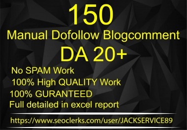 I will do 150 manual dofollow blogcomment high quality backlinks