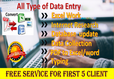 I will do Virtual assistant job for Data Entry, PDF Converter, Data Collection etc.