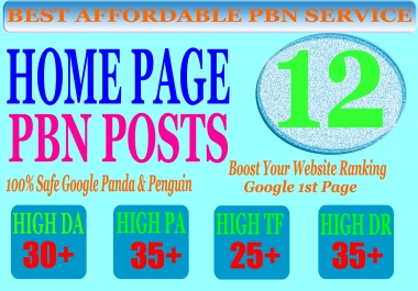 12 Homepage PBN Post with High DA PA CF TF 25+ Moz Authority Expired domain Backlinks
