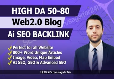 I will create high DA Web 2.0 blog backlinks for GEO & AI SEO optimization