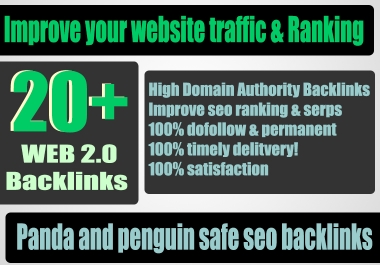 Build 20+ Backlink with high DA 38+ PA 40+,  DOFOLLOW with 20+ Unique website