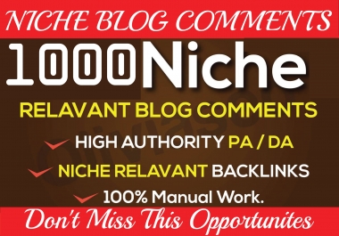 Build 1000 Niche Relevant Blog Comments Backlinks on High DA 80