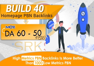 Build DA 60 - 50+ 40 Premium PBN Backlinks Dofollow Quality Links