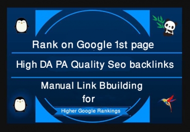 Rank on Google 1st page,  100 High DA PA Quality Seo backlinks Manual Link Bbuilding