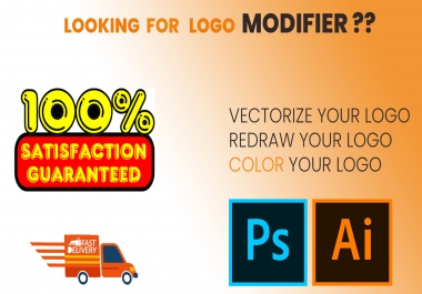I will redraw your logo,  modify your logo, change colour of your logo