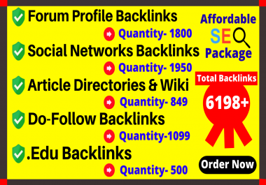 Provide You 6198+ SEO DoFollow Backlinks, . Edu,  Wiki,  Forum,  Social & Mix platforms Backlinks