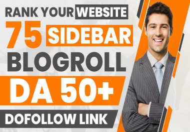 Get 75 Powerful Sidebar PBN Backlinks DA 50+ Dofollow Link For Higher Ranking