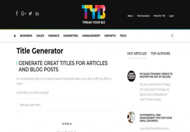 I will publish a guest post on tweakyourbiz