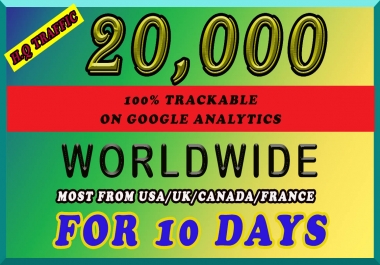 I will send organic 20k traffic from worldwide from google,  yahoo etc