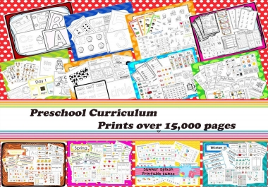 Preschool Curriculum,  Prints over 15,000 pages. More than 3000 Activities