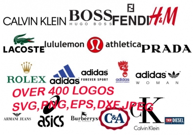 Fashion Brand Logos in SVG,EPS,PNG,DXF,JPEG, Formats 4000 Pre Made Designs Mega Pack