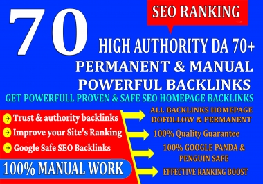 OFFER 70 High Authority DA 70+ Homepage web2.0 seo Backlink Permanent & Dofollow With unique website
