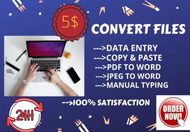 i will convert files from PDF to word or JPEG to word