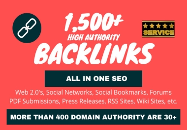 1500+ All in One Backlinks. High DA Quality Combined Backlinks
