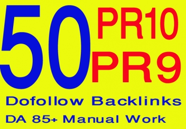 Create 50 PR9 to PR8 best quality seo backlinks manually