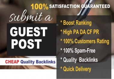 I will guest post on high DA website for traffic,  Sales Exposure and Page Ranking