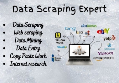 I will do web scraping,  data scraping,  data collection,  data entry