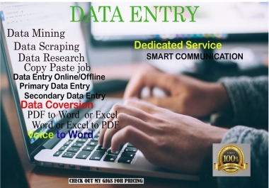 Data Entry Work With Dedicated Service