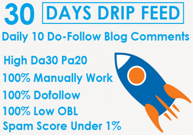 I will Do 30 Days Drip Feed 10 Do-Follow Blog Comments Backlinks