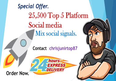 Great Top 5 Powerful Platform 25,500 Mix Social Media Social Signals Share Backlinks Bookmarks
