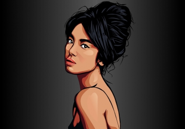 I will draw realistic cartoon vector portrait image of you