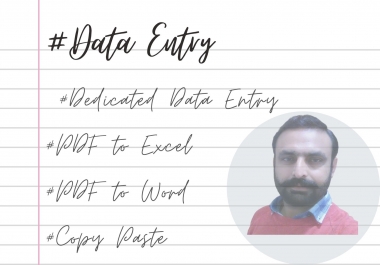 I will provide Dedicated Data Entry Services