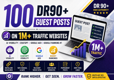 100 DR90+ Guest Posts 1M+ Traffic Websites AI Visibility ChatGPT & Google AEO Google Rankings