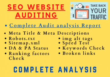 Complete Professional SEO website Audit to Rank website On TOP