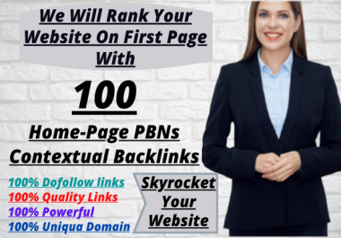 I will make 100 powerful home-page PBN s Posts contextual SEO backlinks only in