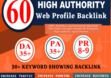 Create 60 High DA /PA/pr8-Pr9 Domain Authority With 30+ Keyword Showing Backlink for Rank On Google
