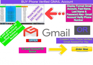 Created or give you 200 Phone Verified mail Account is Ready