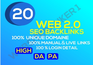 I will build 20 web 2.o Backlinks plus 50 blog comments