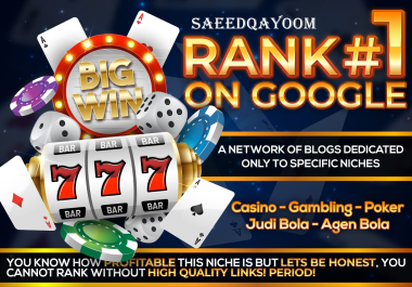 Provide 300 DA50+ Casino Poker Slot PBNs Backlinks
