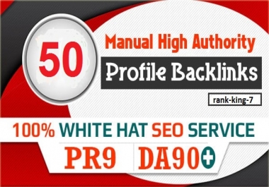 50 SEO profile backlinks white hat manual link building service for google top ranking