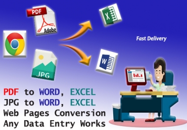 I will convert or type PDF, JPG or Handwritten to MS Word or Excel