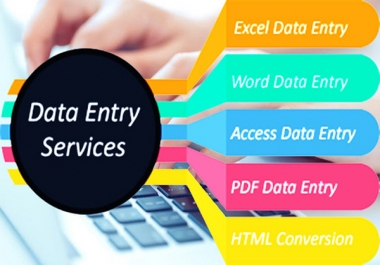 Data entry services-Excel,  Word,  Access, PDF,  HTML